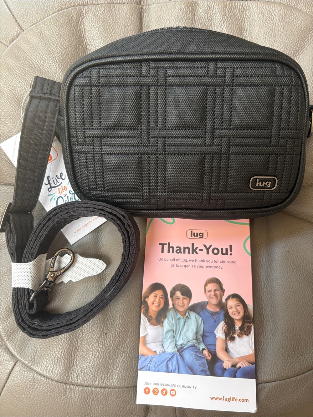 NWT lug Black Quilted Convertible Messenger Crossbody Bag